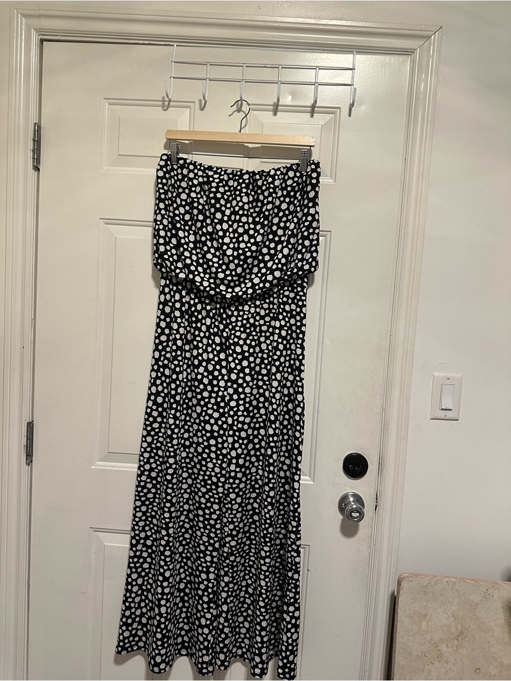 Magic Black and White Polka Dot Strapless Maxi Jumper